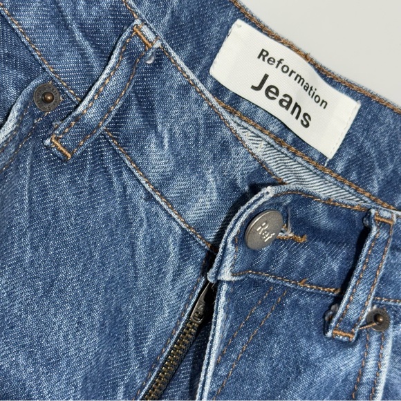 Reformation Julia Crop High Rise Cigarette Straight Leg Denim Jeans Milo Wash 25 - Picture 8 of 16